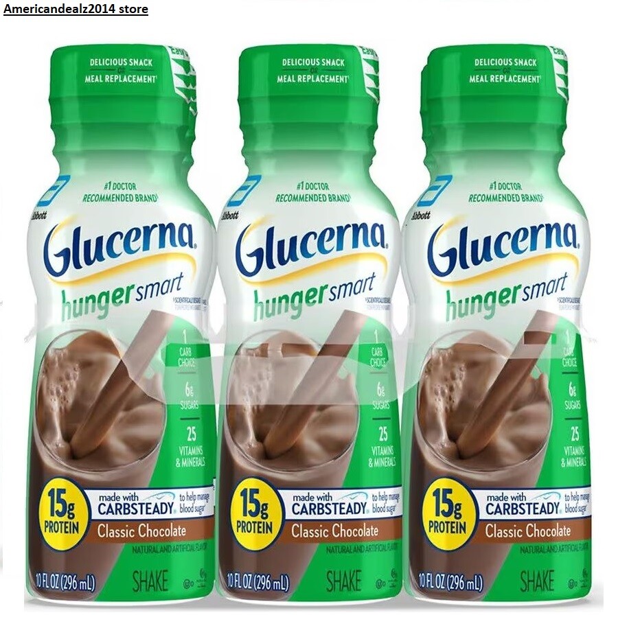 Glucerna Hunger Smart Shake, Chocolate, 10 oz Choose 6, 12 or 24 Bottles