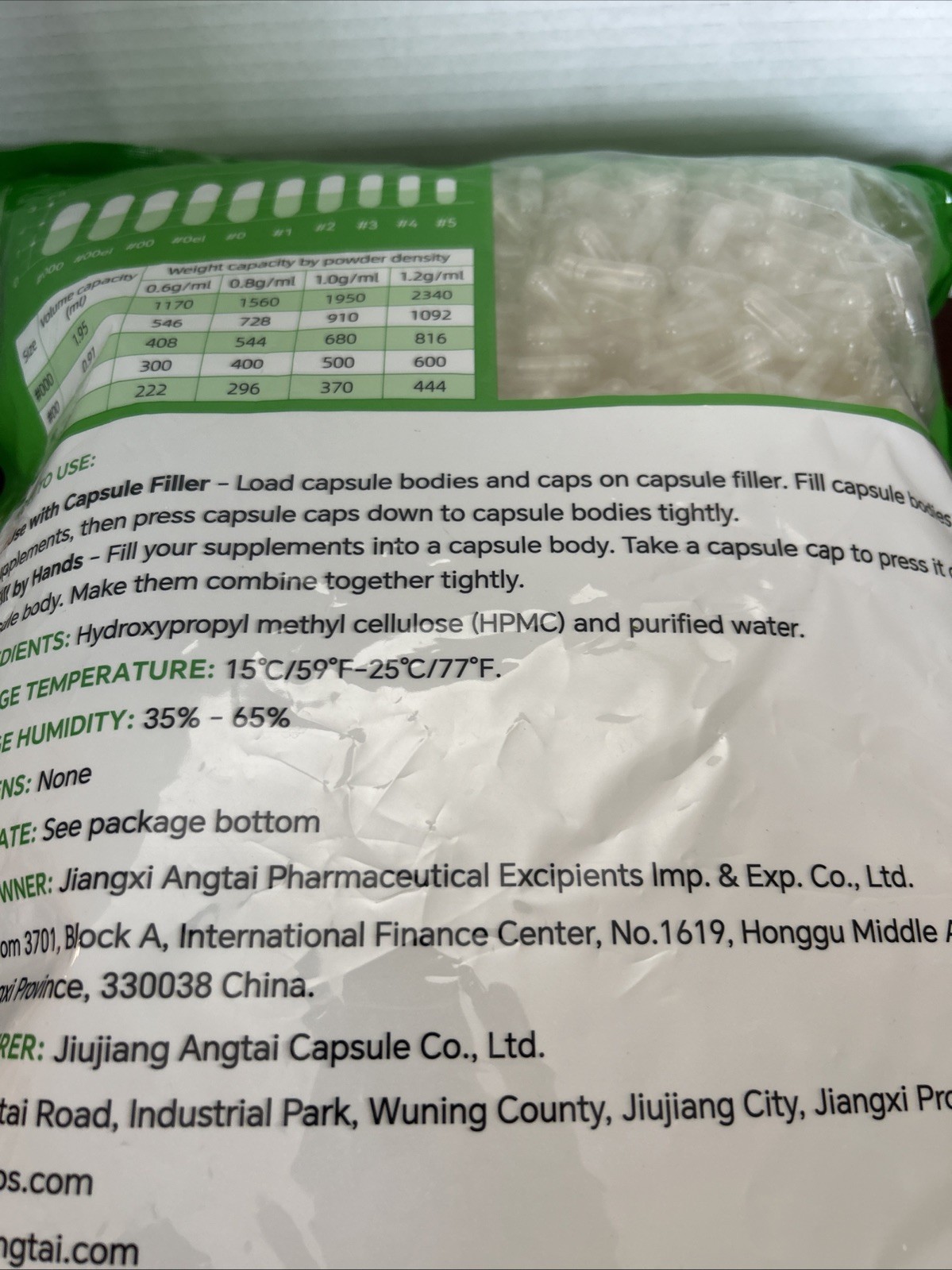 Empty HPMC Vegetable Empty Capsules 5000 Count – Size 00 ANGTAI JN