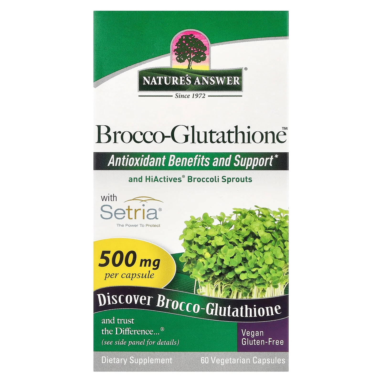 2 X Nature’s Answer, Brocco-Glutathione, 500 mg, 60 Vegetarian Capsules