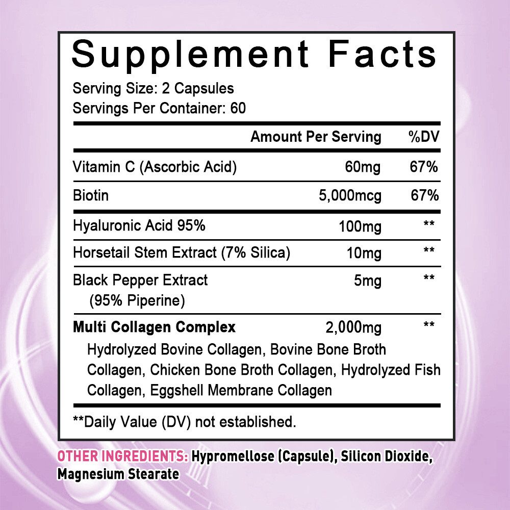 Collagen Biotin 120 Capsules Anti-Aging Improve Skin Nails Joint Bone Gut Health