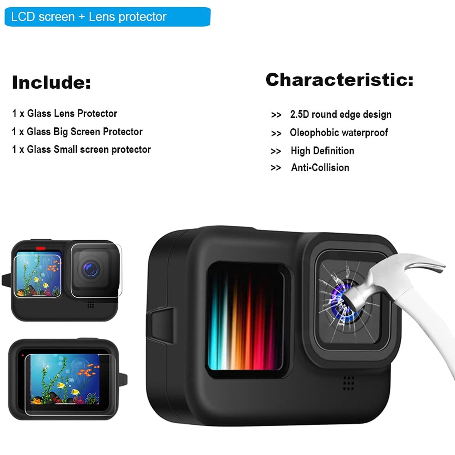 Waterproof Case Housing for GoPro Hero 13 12 11 10 9 Black Tempered Glass Scr…