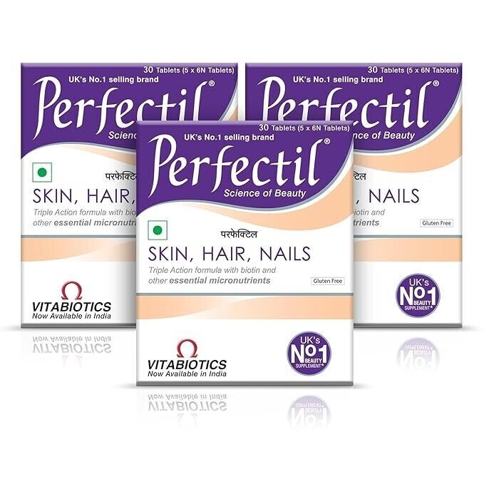 3 x Vitabiotics Perfectil Multivitamin (30 Tablets) Biotin for Skin Hair & Nails