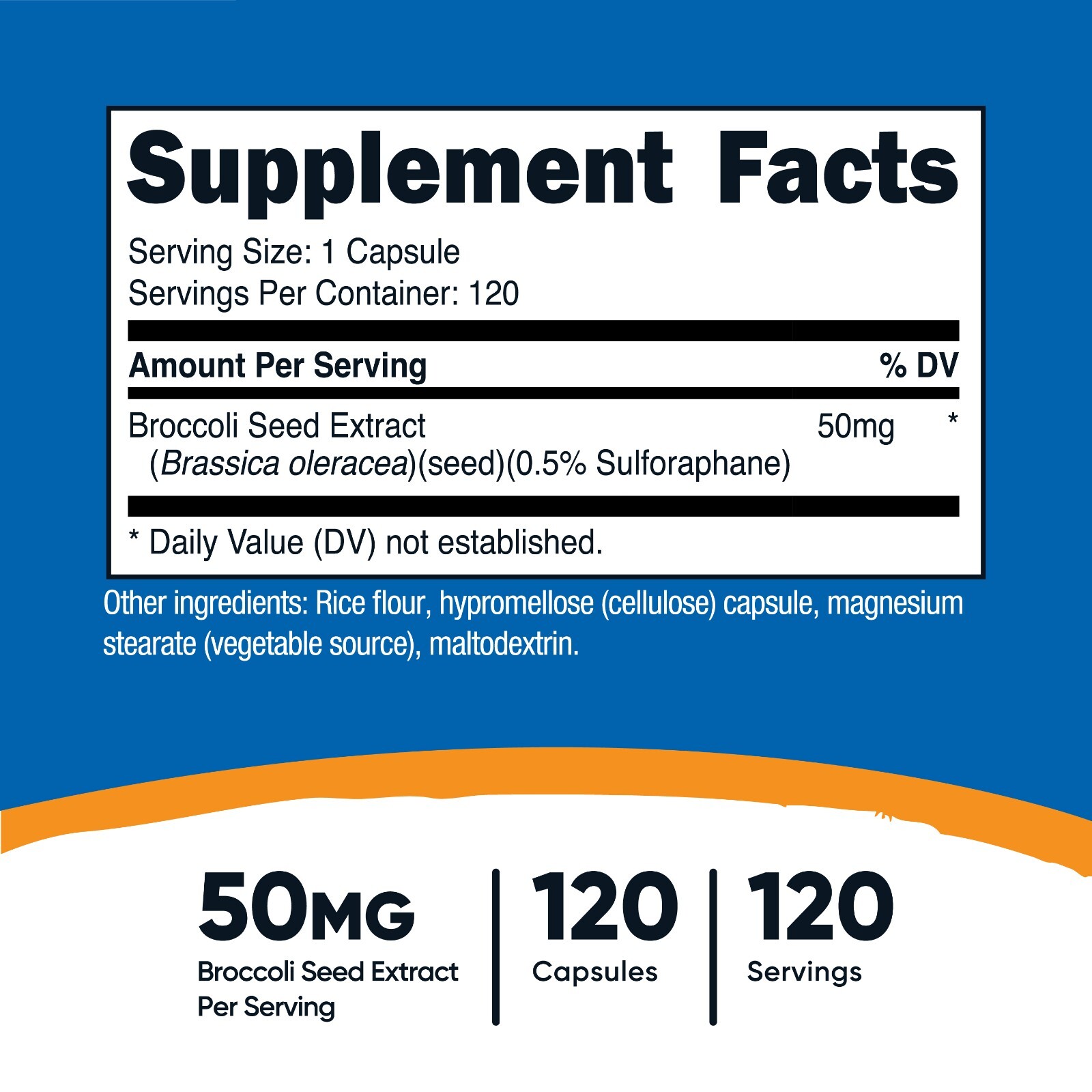 Nutricost Sulforaphane Glucosinolate (SGS) (50mg, 120 Capsules)
