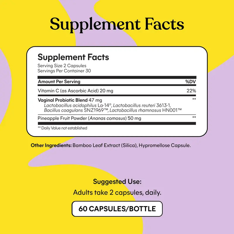 Lemme Purr Vaginal Probiotics pH Odor UT Support 60 Veg Caps