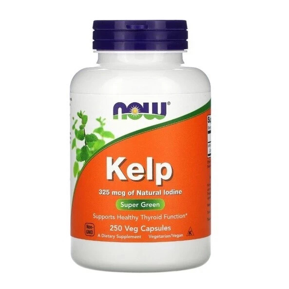 NOW Kelp 250 Count Iodine Supplement Supports Thyroid Health 325mcg