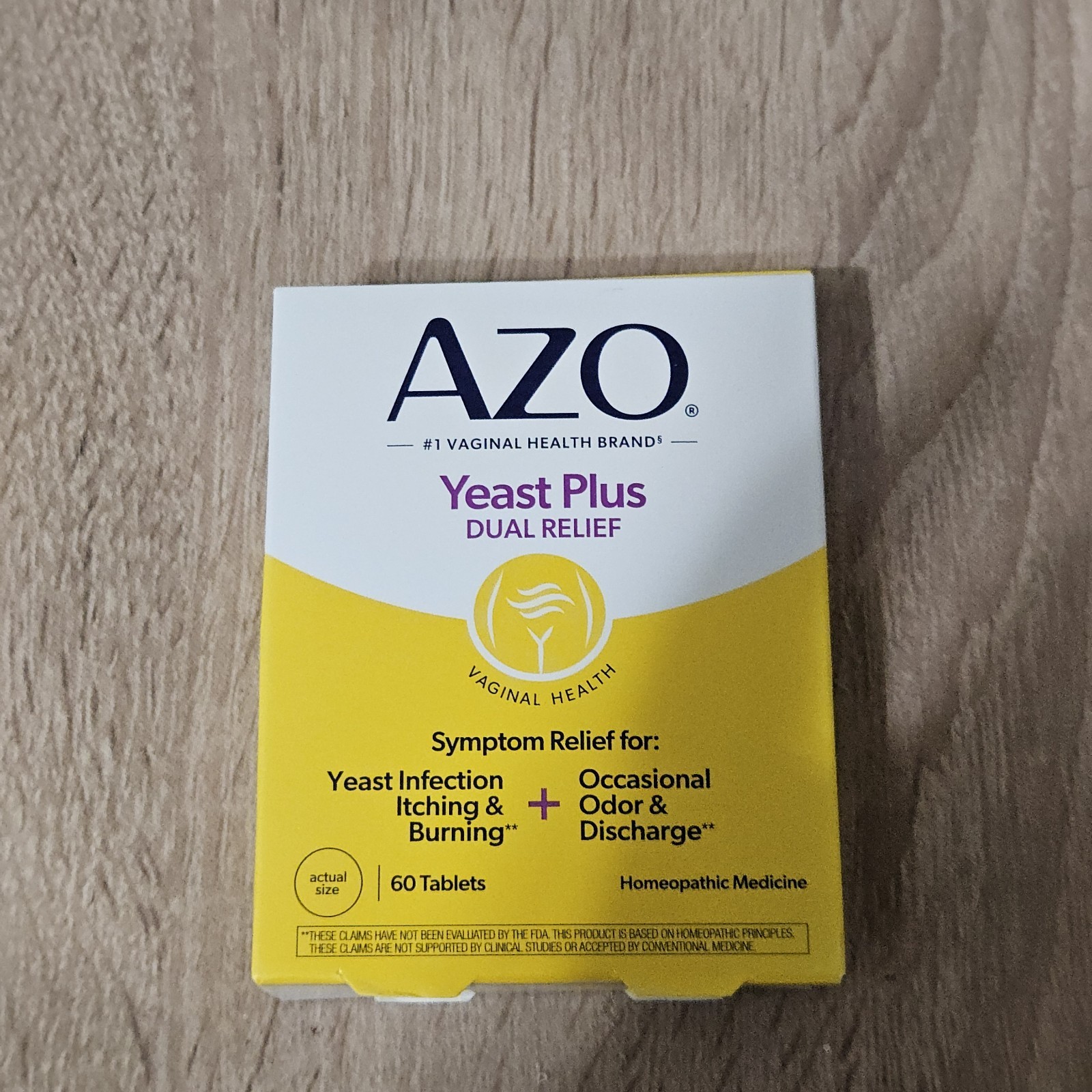 AZO Yeast Plus Multi Benefit Formula 60 Tablets Dual Relief For Odor & Itching