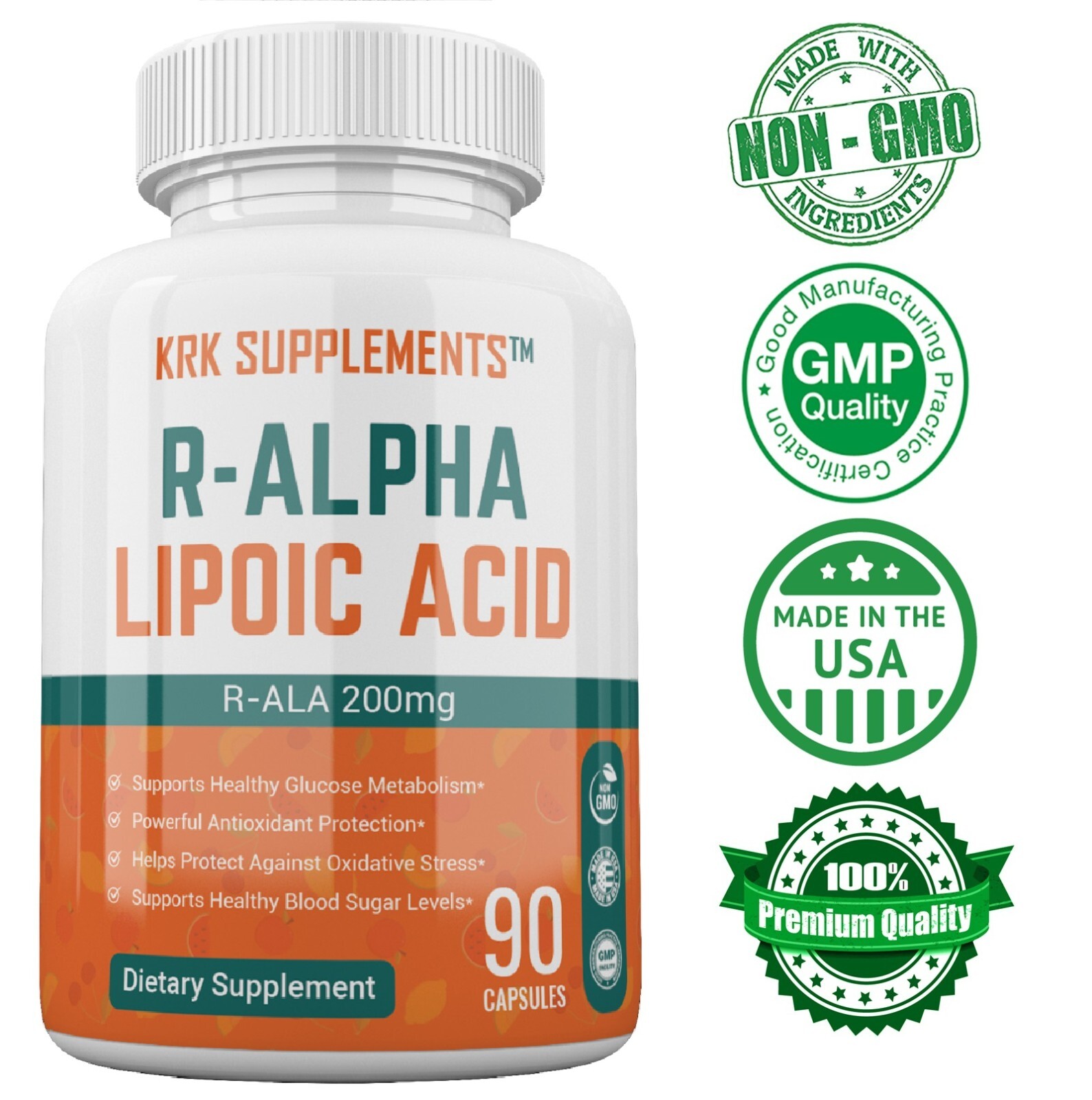 1 Bottle R-ALA R-Alpha Lipoic Acid 200mg Antioxidant Blood Sugar Glucose Support