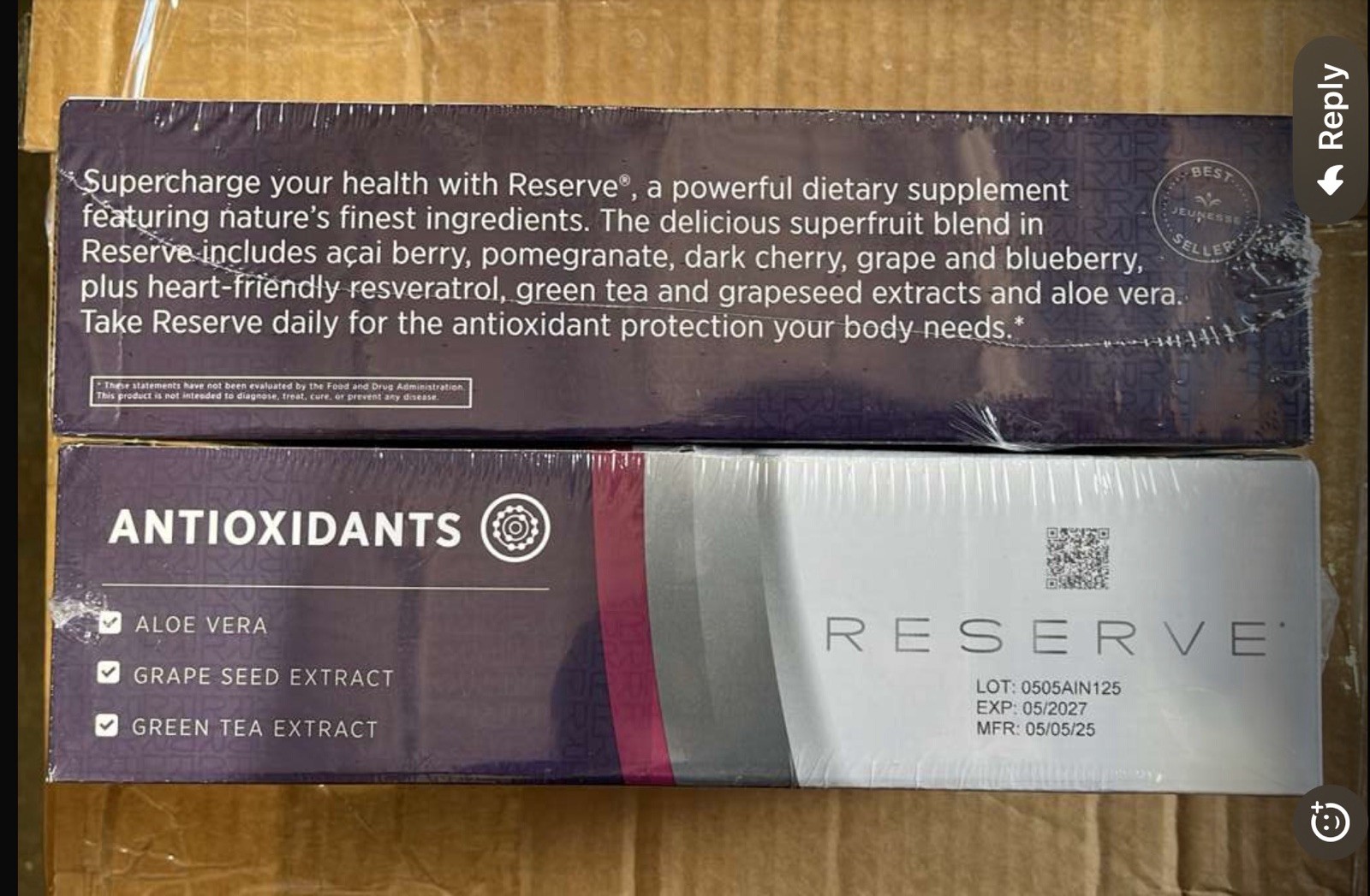 New/Seal Jeunesse Reserve Gel Packets 2 Boxes /60 Packs – Exp 2027