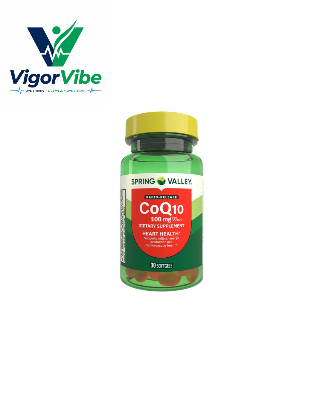 Spring Valley Rapid-Release CoQ10 Softgels 100 mg Heart Health 60 Count