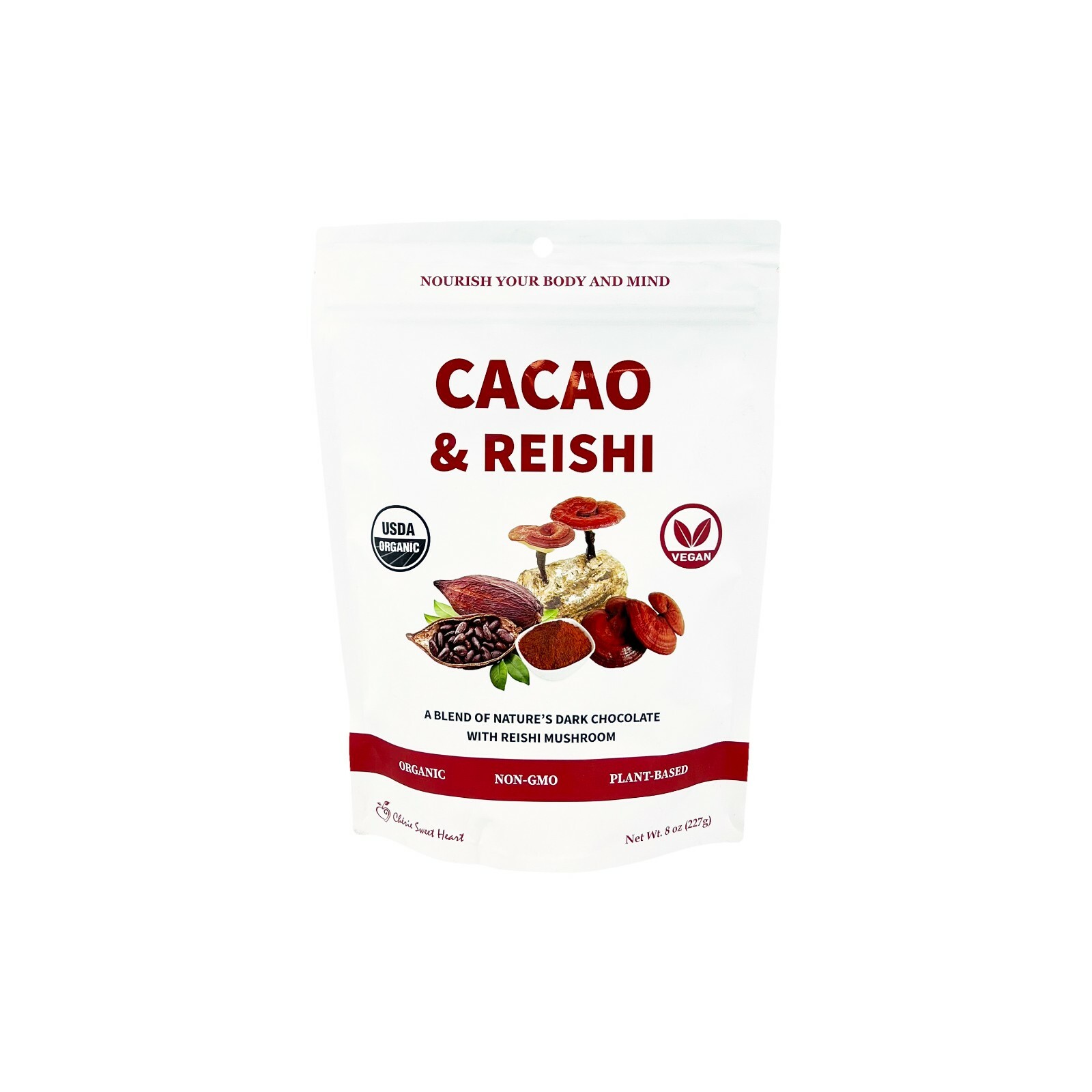 Superfood Drink Mix, Cacao and Reishi Mushroom Powder, 8 oz Packet