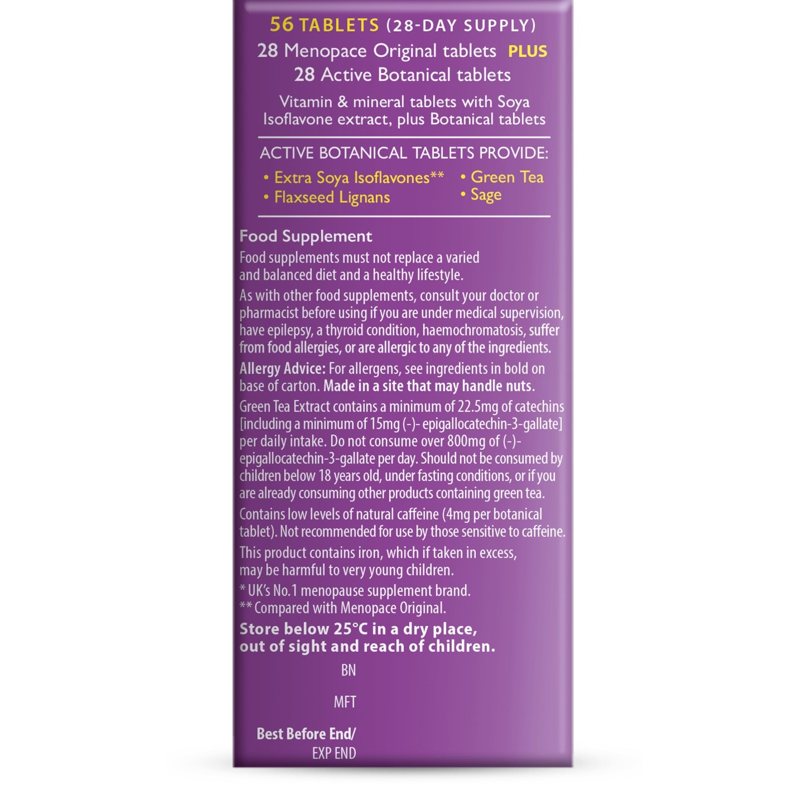 Menopace Plus Active Botanical 56 Tablets – Supports Menopause Relief & Wellness