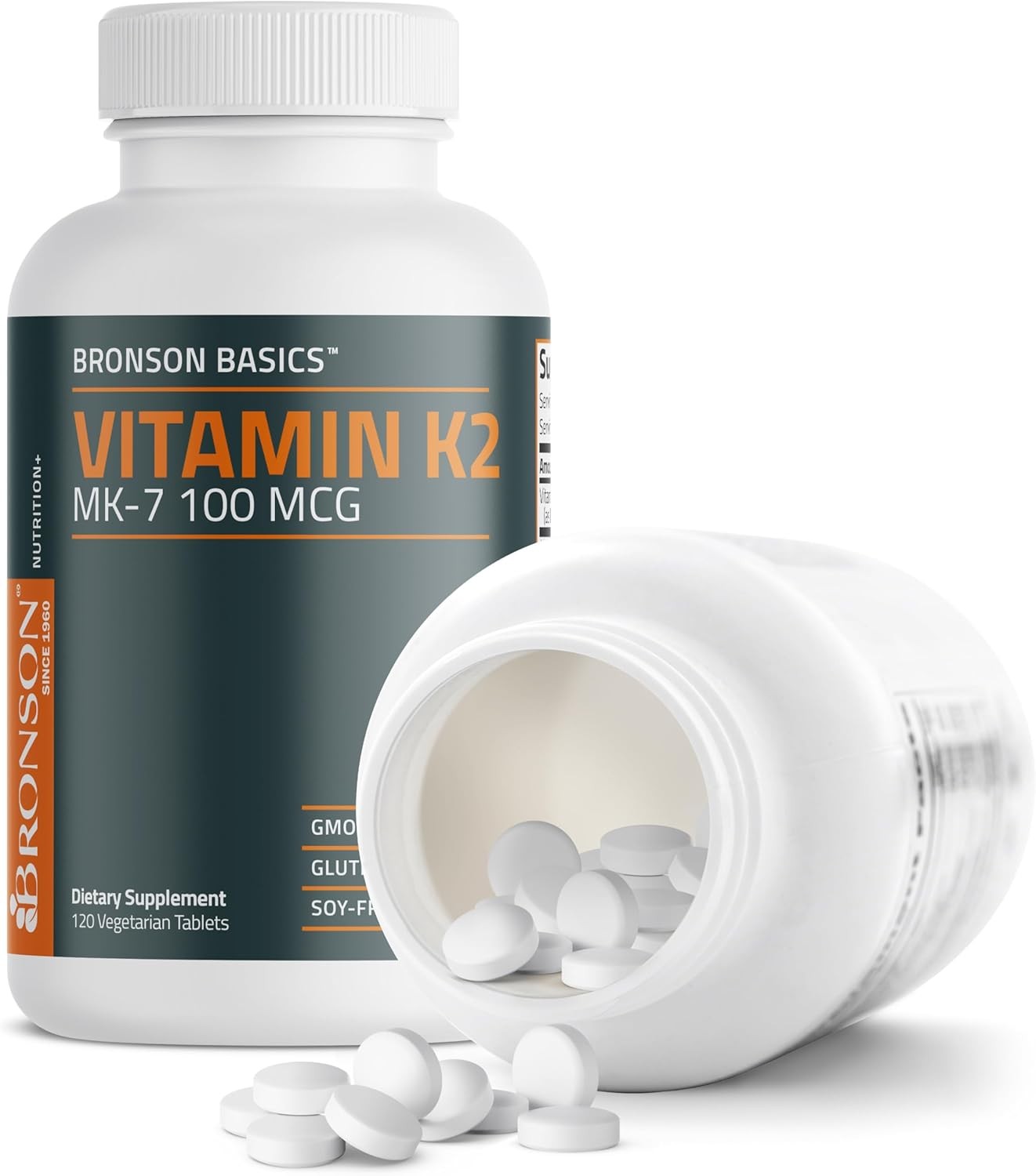 Vitamin K2 MK-7 100 MCG, K2 as MK7 Menaquinone, Bone Support Non-Gmo, 120 Tablet