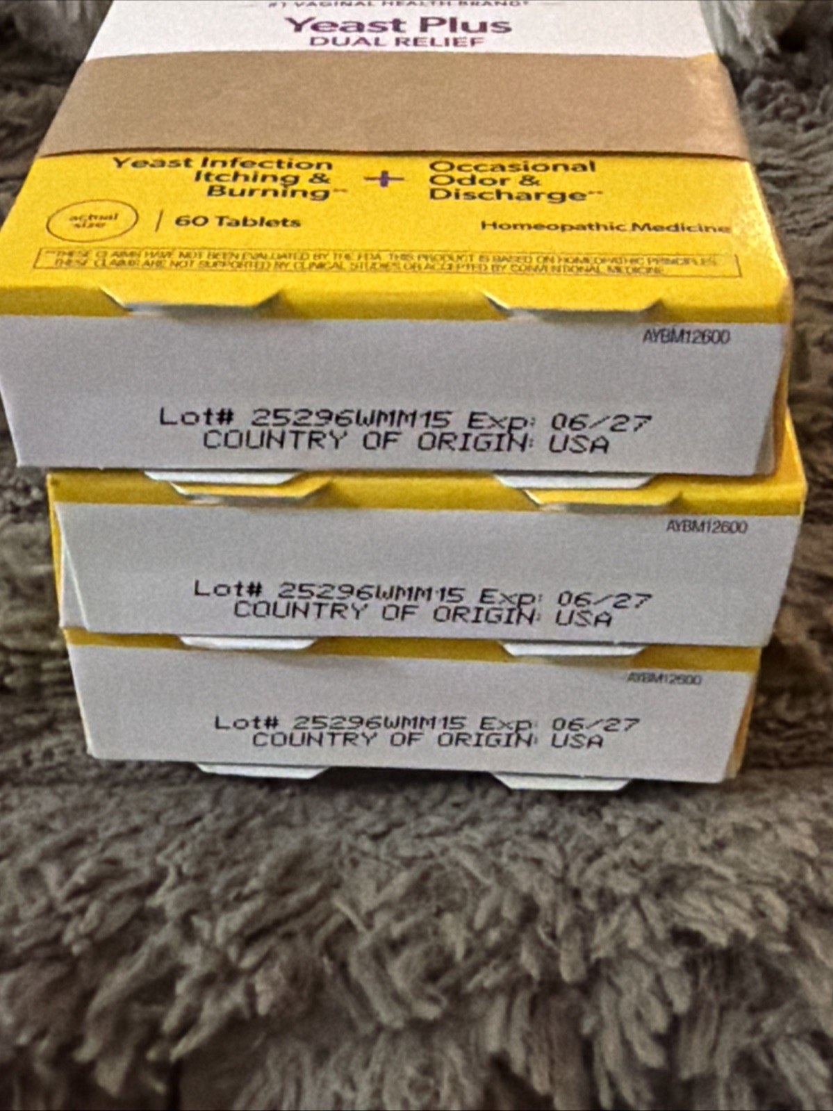 Azo Yeast Plus Dual Relief Yeast Infection Treatment 60 Tablets Lot of 3 – 06/27