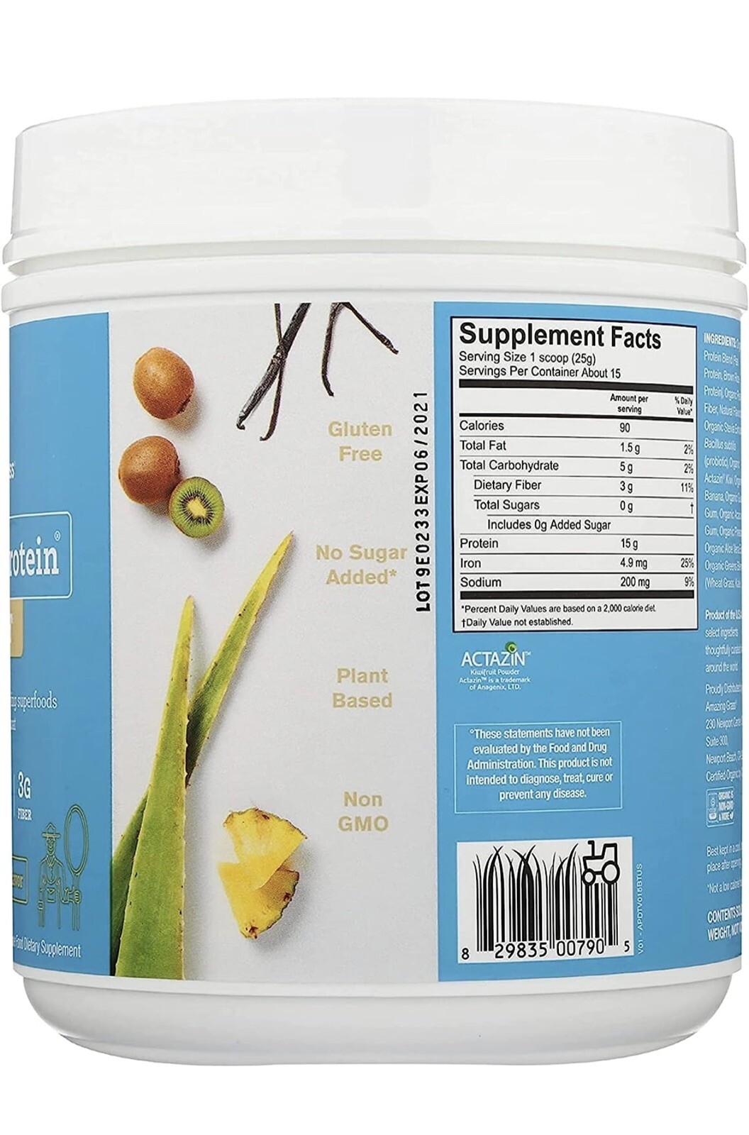 Protein Powder Amazing Grass DIGEST Vegan + Probiotics, Tahitian Vanilla, 2 Pack