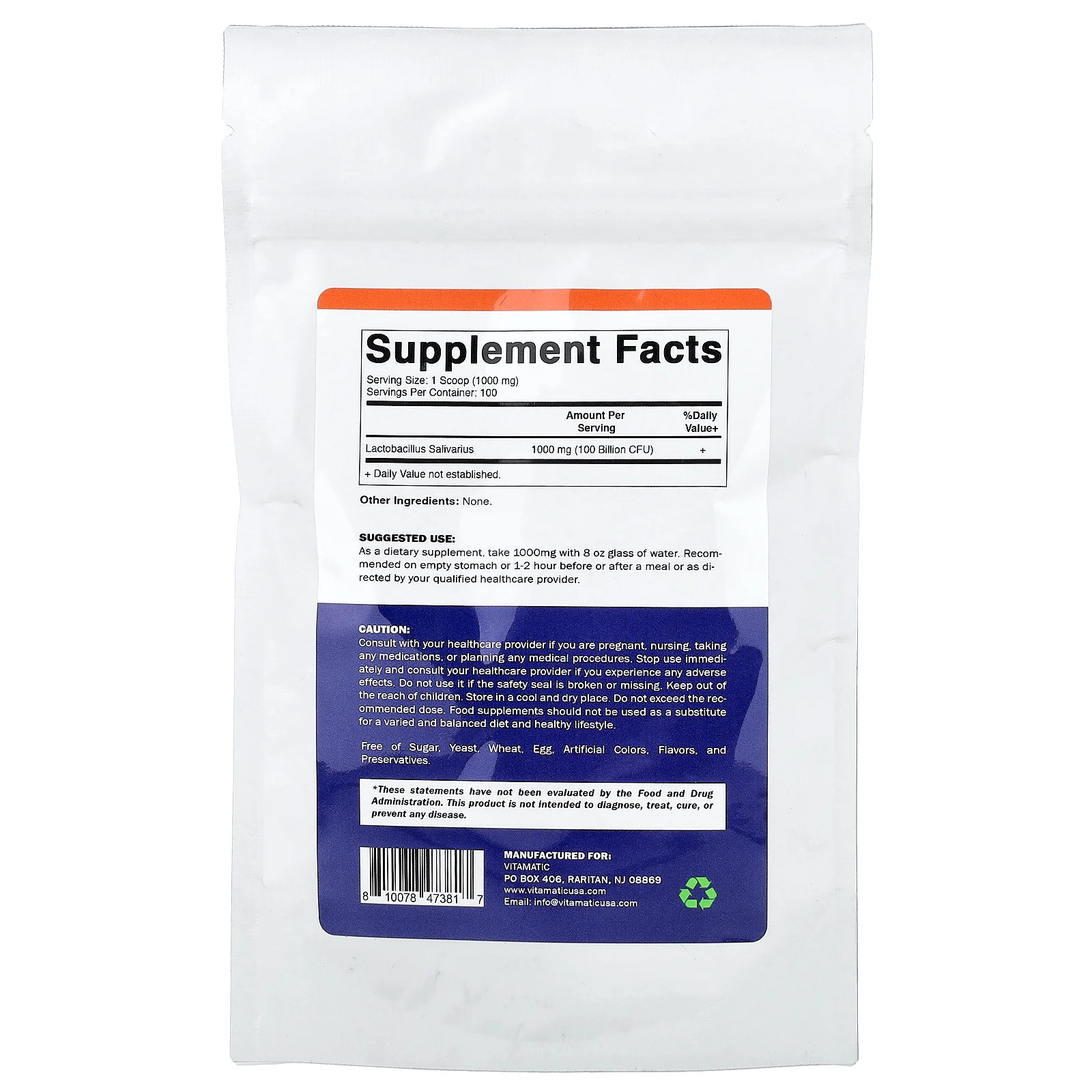 Lactobacillus Salivarius, 3.5 oz (100 g)
