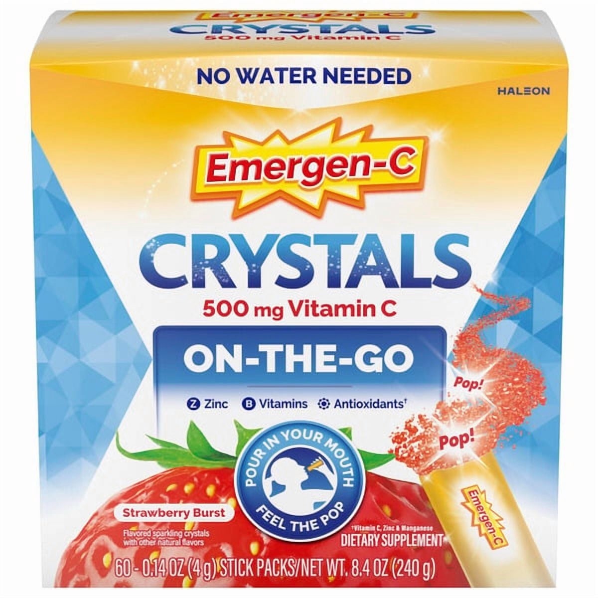 56 Cnt / Emergen-C Crystals On-the-Go STRAWBERY BURST Immune Support w/Vitamin C