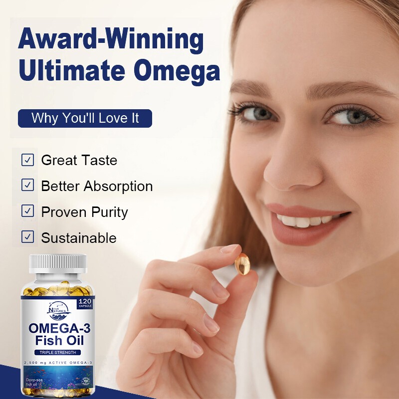 3x Strength EPA & DHA Omega 3 Fish Oil 3600mg, Highest Potency, 4 × 120 Softgels