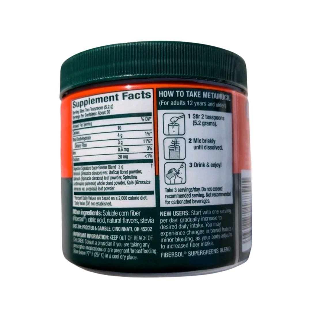 Metamucil Supergreens Digestive Blend Fiber Supplement 5.5 oz Kiwi Apple 11/26