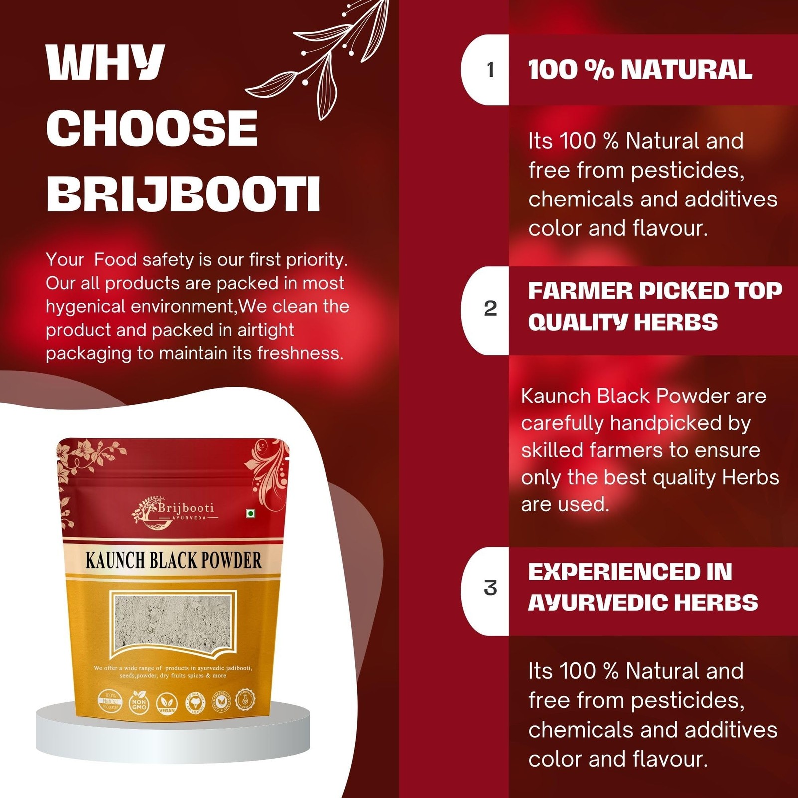 BrijBooti Black Kaunch Beej Powder 200g | Mucuna Pruriens