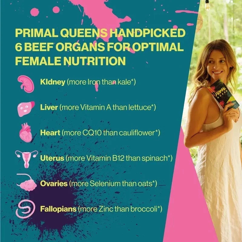 3PCS Primal Queen Supplement for Women 60 CountsBeef Organ Free Shipping !
