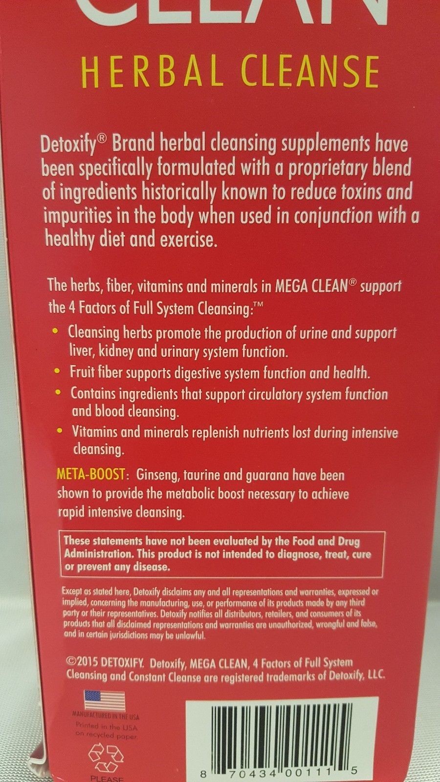 Detoxify Mega Clean Tropical Fruit Flavor Herbal Clean W/ Meta-Boost & Free Ship