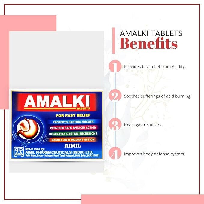 AMIL Amalki Tablets 30 Tablets (Pack of 3) Hyperacidity, Gut Reflux, Heart Burn