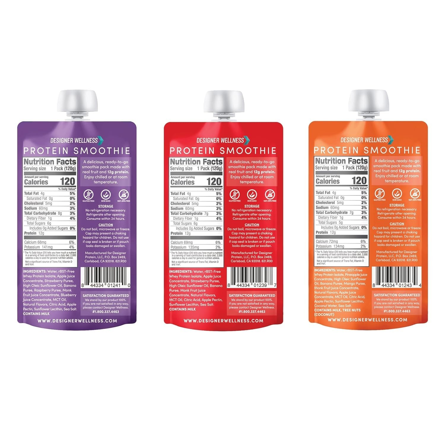 Designer Wellness Protein Smoothie Variety Pack – 12g Protein, Low Carb, 12 coun