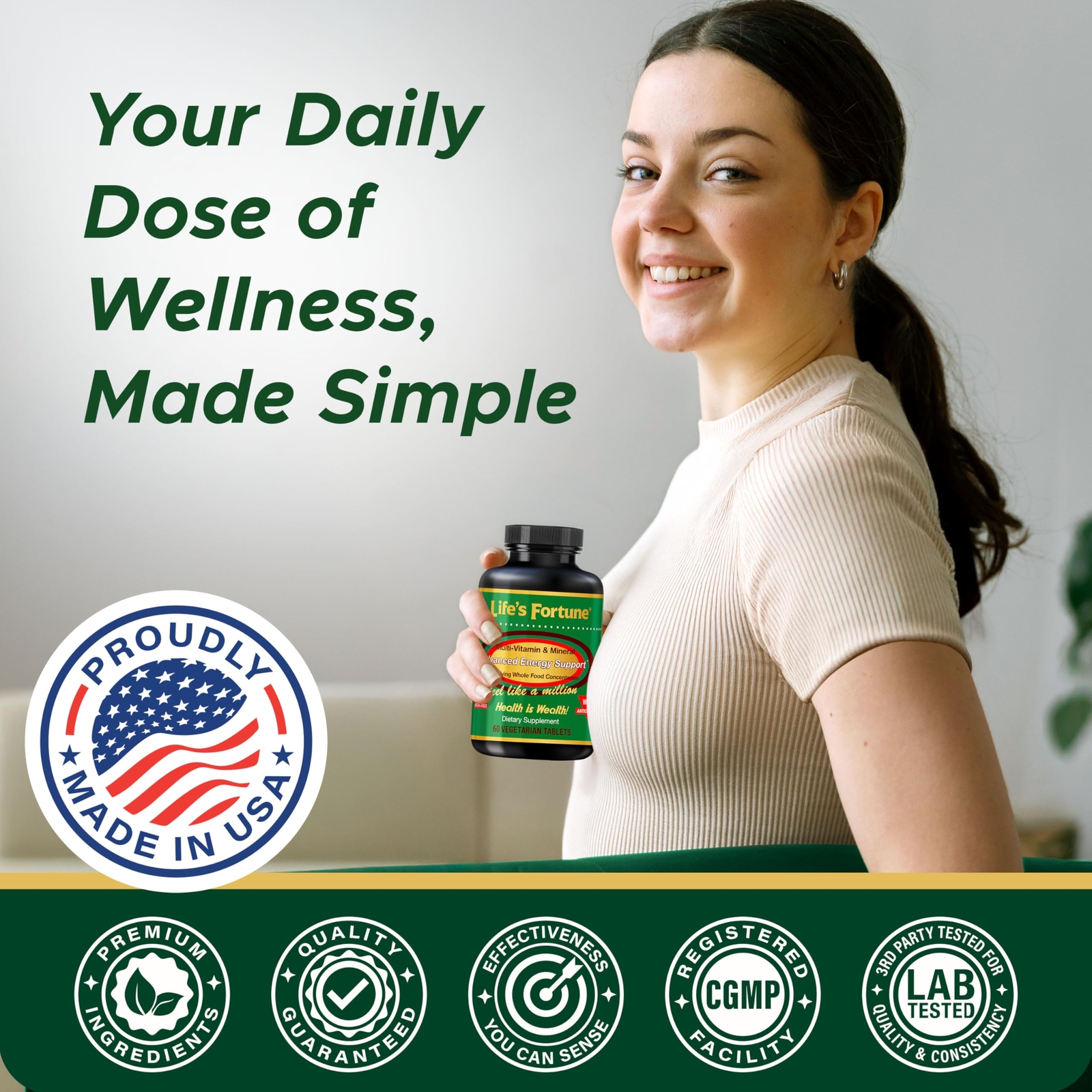 Life’s Fortune Multivitamin & Mineral 60 Tablets All Natural Energy Source Su…