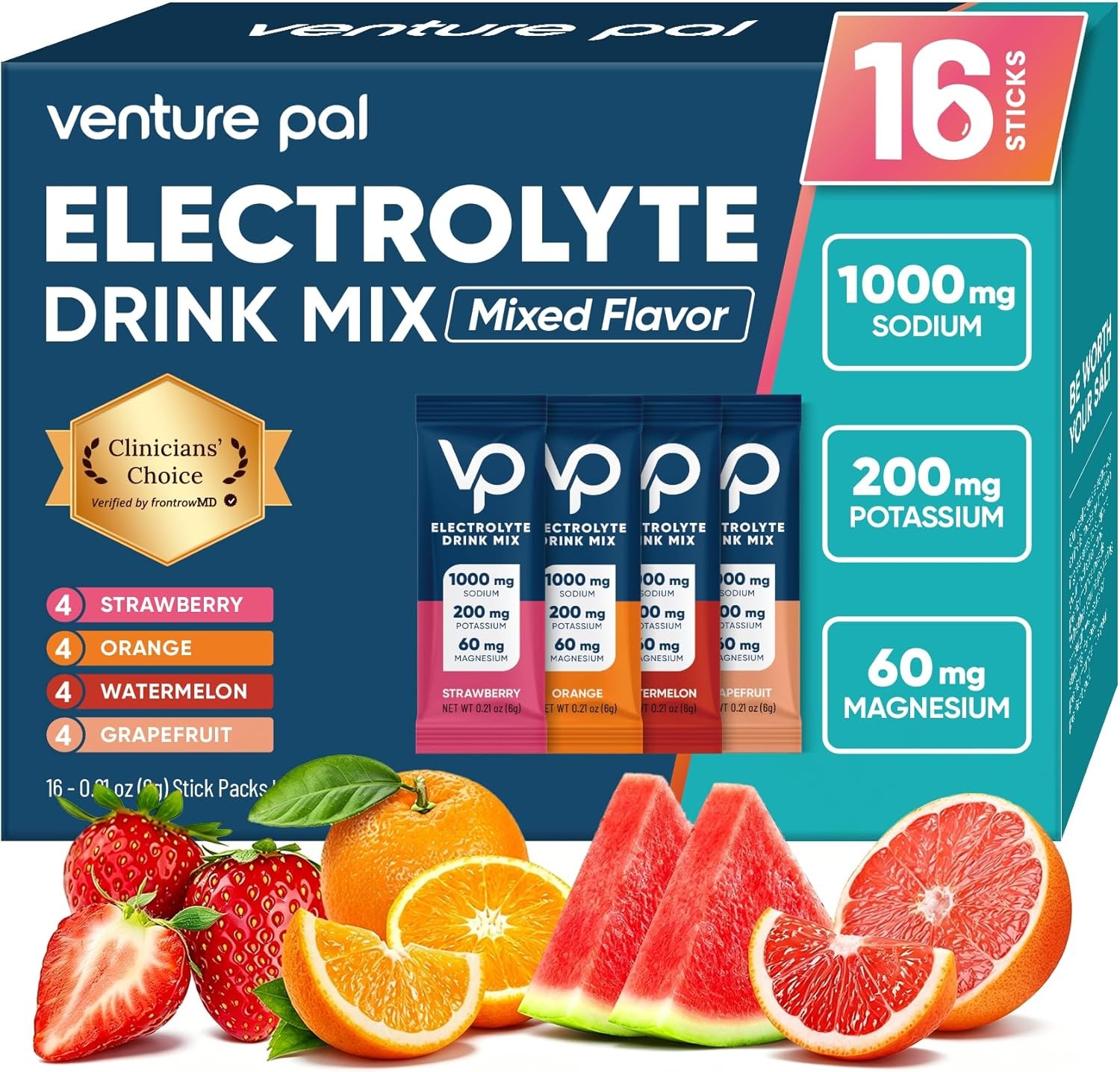 Venture Pal High Sodium Sugar Free Electrolytes Powder Packet – Hydration Packet
