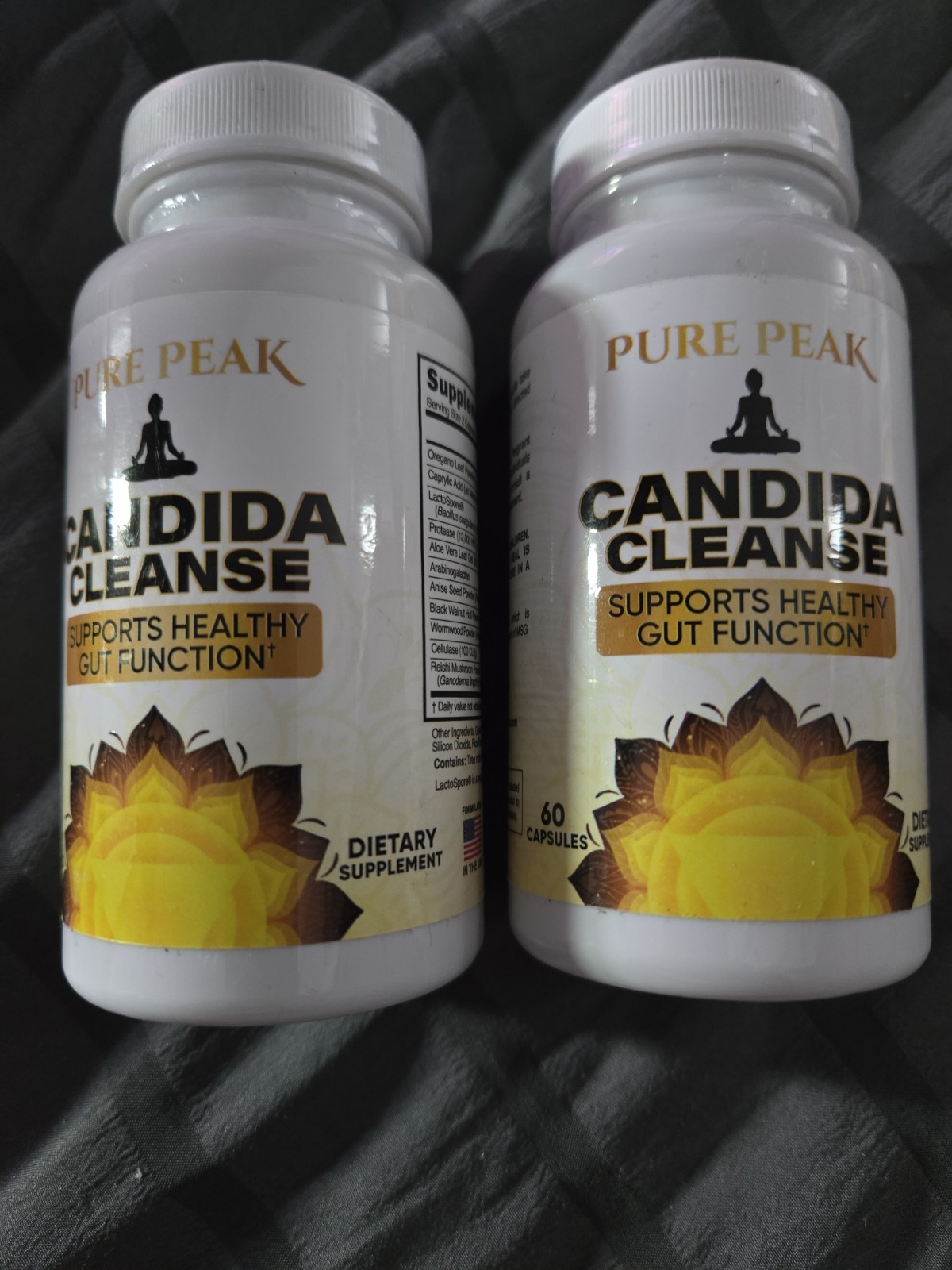 2 X Pure Peak Candida Cleanse 60 Caps, Gut & Colon Support – White