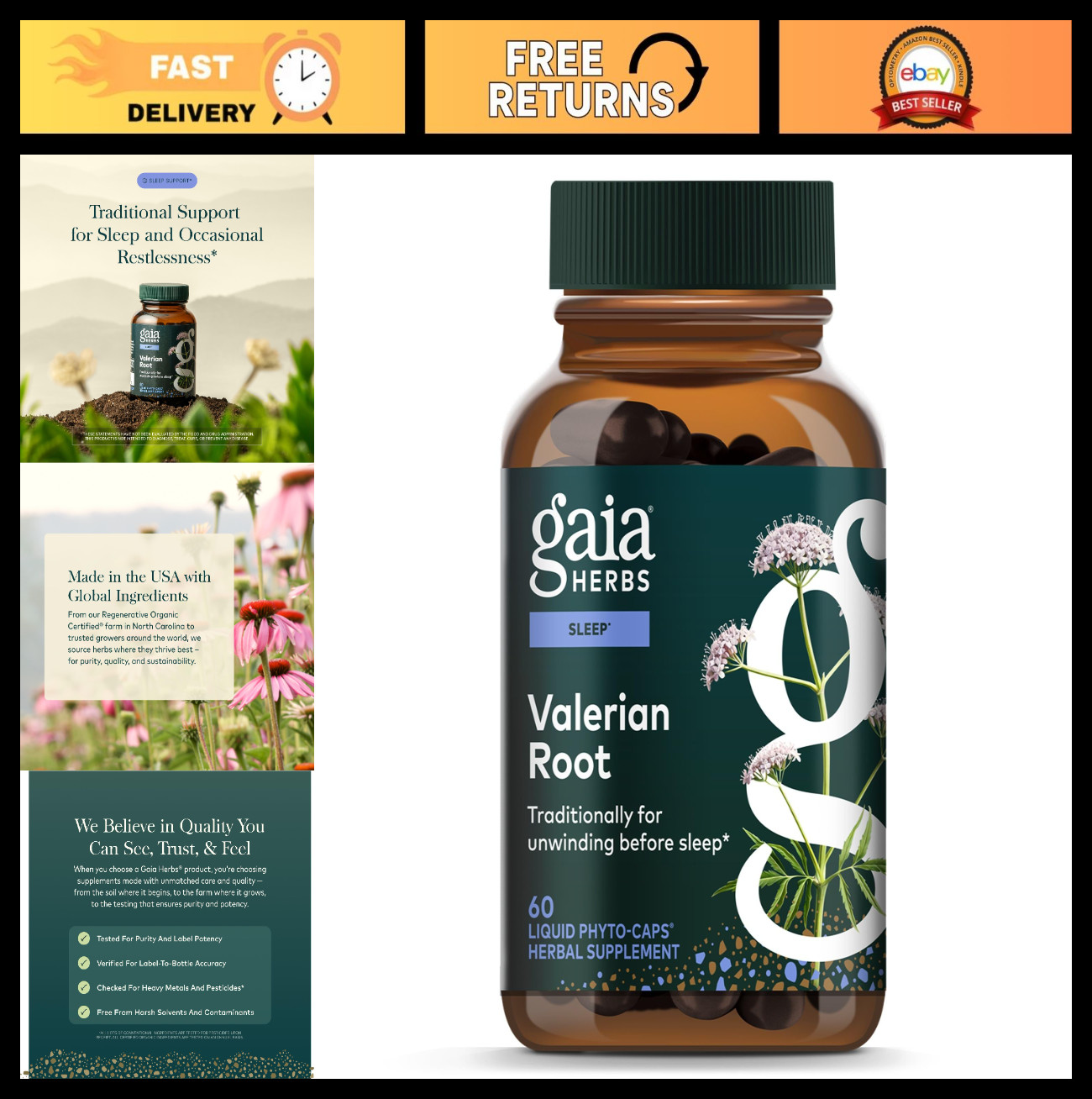Valerian Root Extract for Calm & Relaxation – 60 Vegan Liquid Phyto-Caps