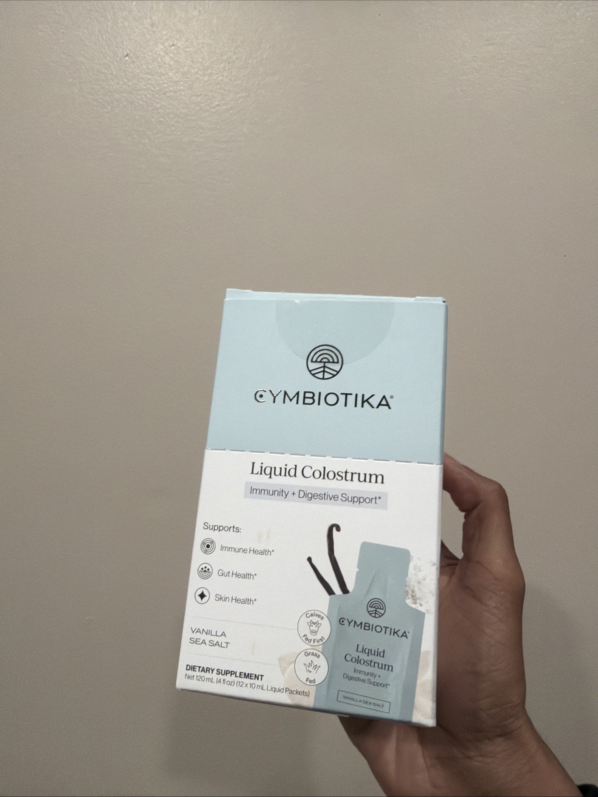 Cymbiotika Vanilla Sea Salt Liquid Colostrum 12 Liquid Packs Immune,Gut & Skin