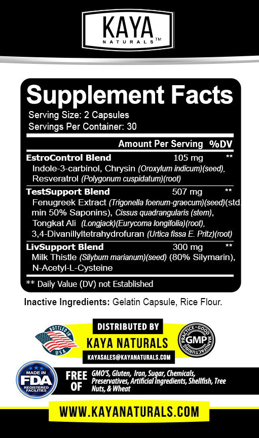 Testosterone Boost, Liver Support w/ NAC, Estrogen Blocker, N Acetyl Cysteine