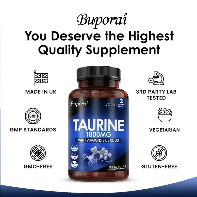 Taurine 240pcs, Supports Heart, Nerve, Brain and Muscle Health, Enhance Memory