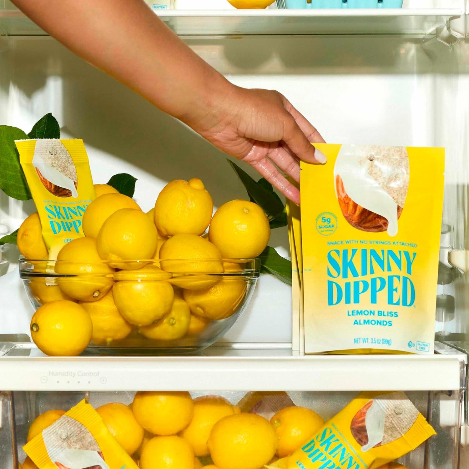 Gluten Free Plant Protein Almonds Lemon Flavor Healthy Snacks SkinnyDipped 3.5