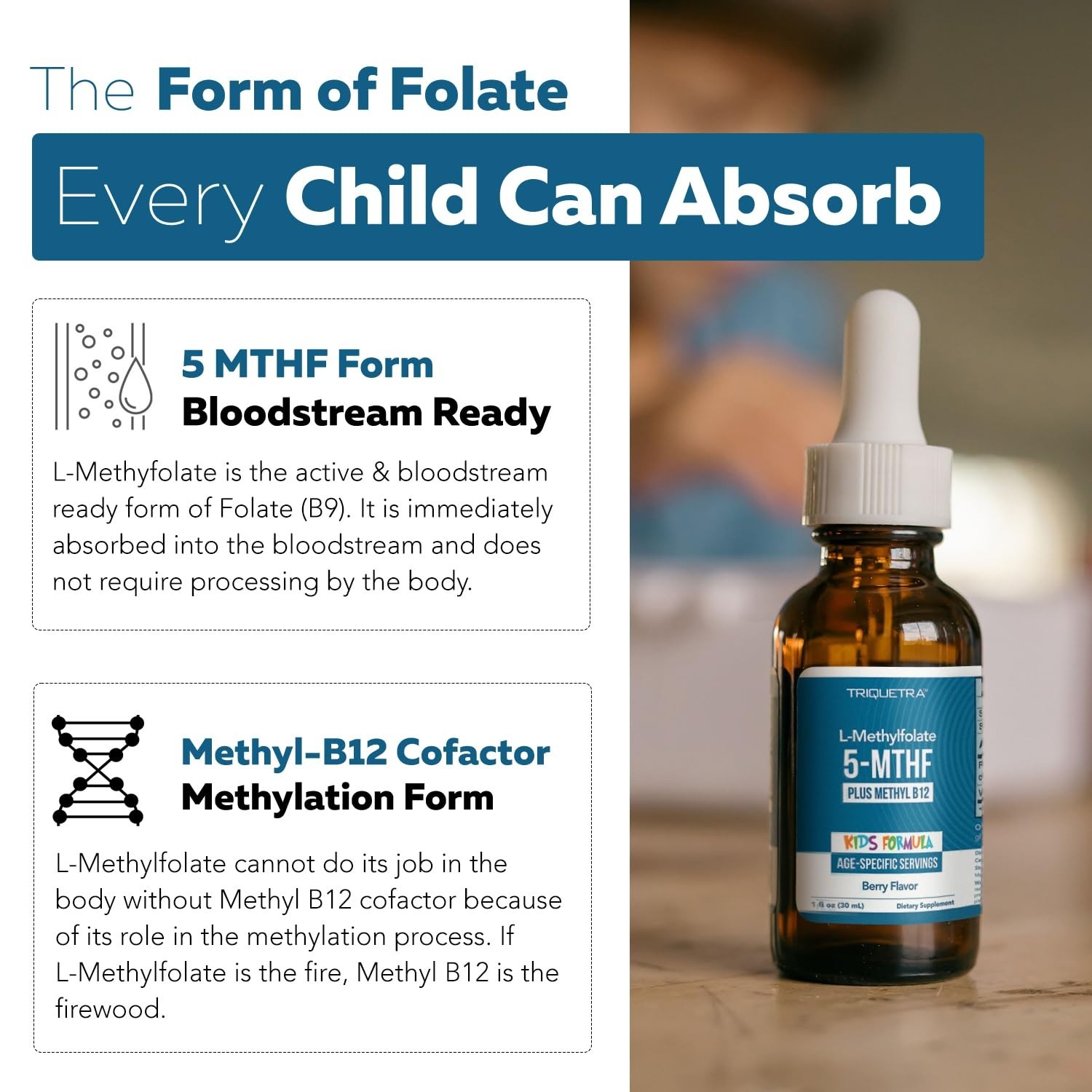 Organic L-Methylfolate & Methyl B12 – Sublingual Folate Supplement for Kids – Mo