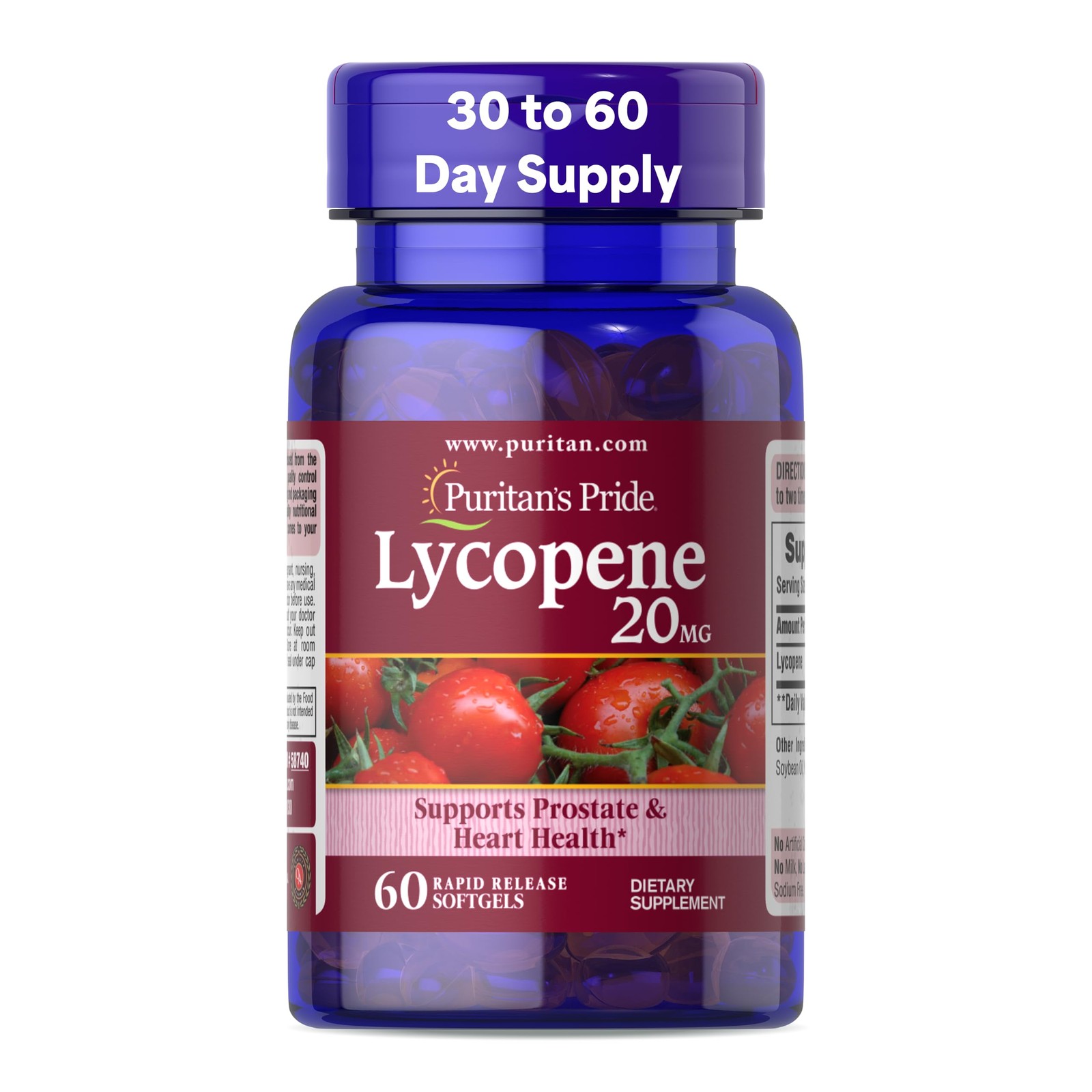 Puritan’s Pride Premium Lycopene 60 Count (Pack of 1), No Artificial Flavor