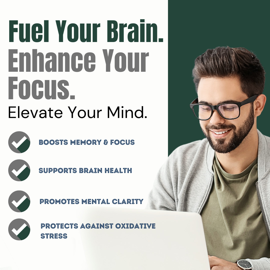 Brain Vex Memory Focus Supplement Cognitive Support Formula w/Bacopa (5 Bottles)