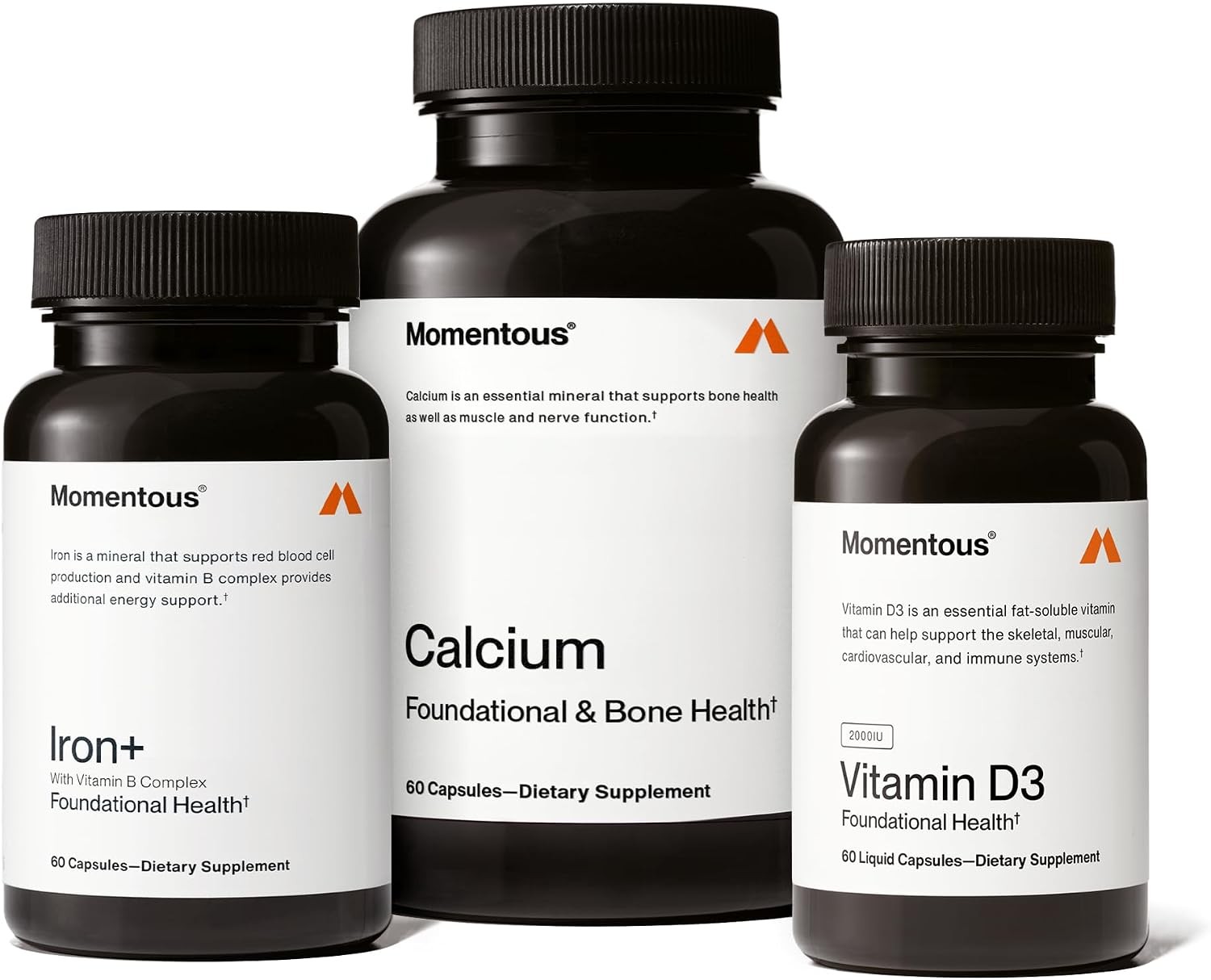 Momentous Women Three Bundle Iron Calcium Vitamin D3 60