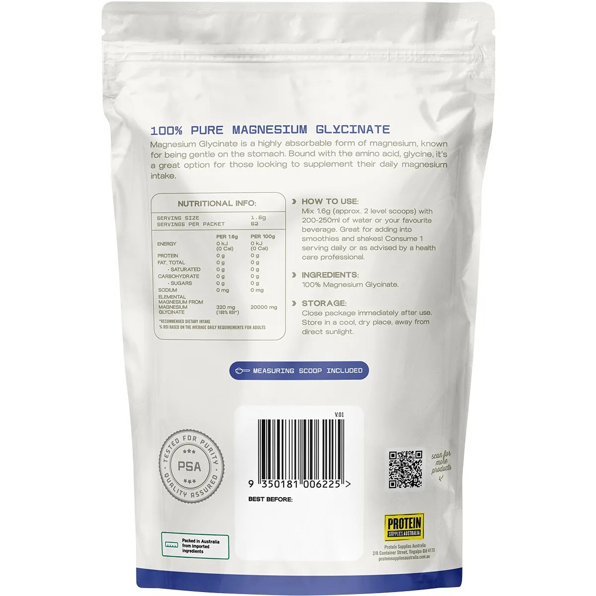 New Protein Supplies Australia Magnesium Glycinate 100g