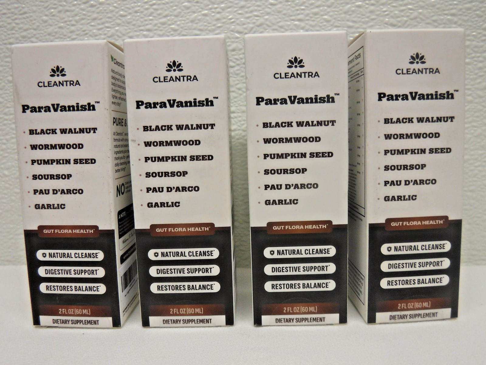 4 Bottles CLEANTRA ParaVanish Gut Flora Health, Natural Body Cleanse exp. 01/28
