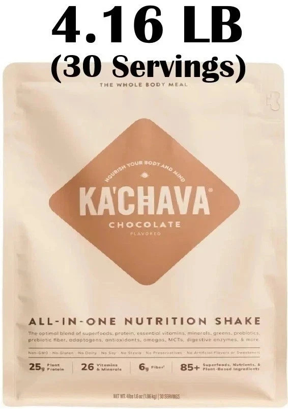 KaChava Meal Replacement Powder Protein Shake, Chocolate, 30 Servings, 4.16 LB