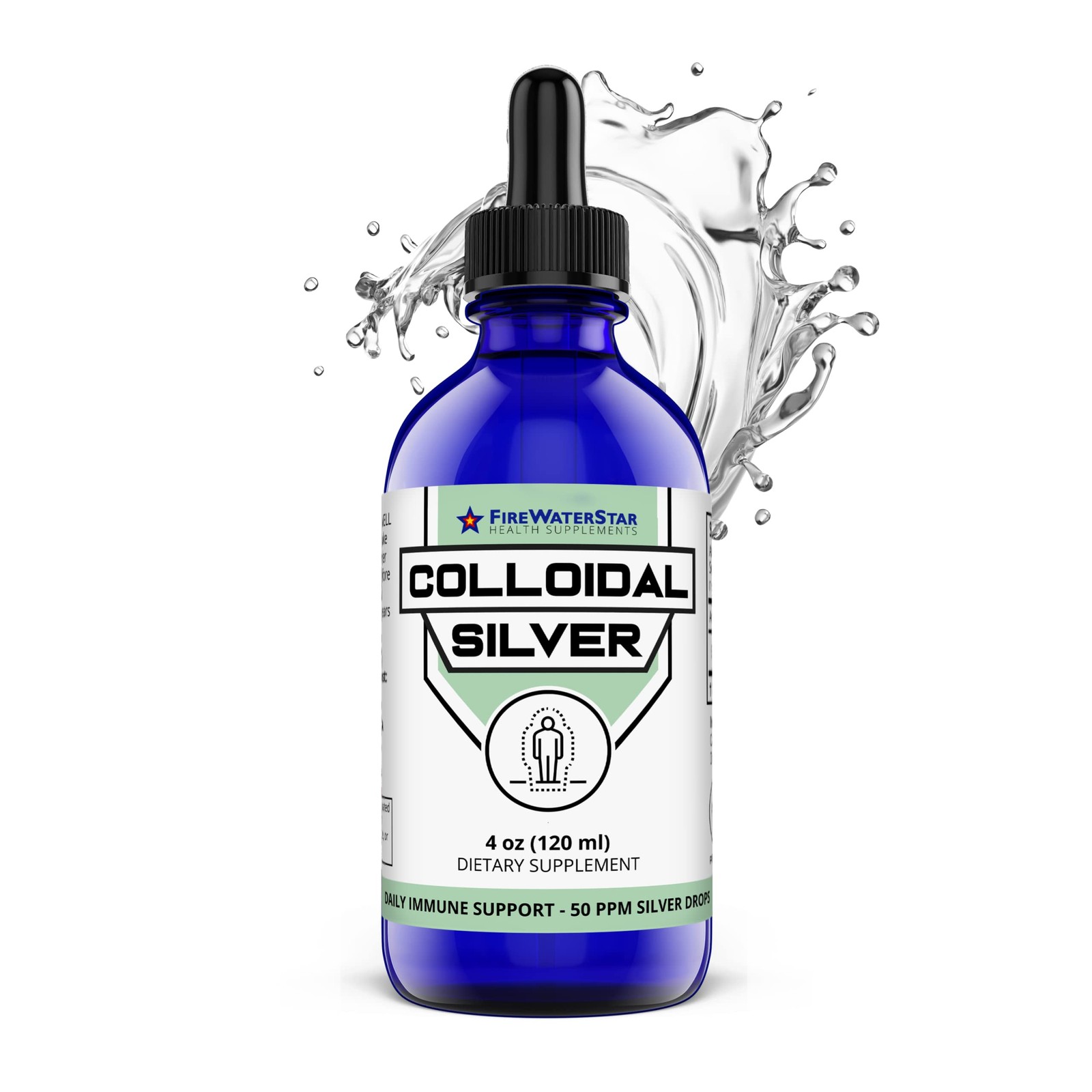 FWS Colloidal Silver, Liquid Silver Drops, 99.99% Pure Silver, 4 oz Glass Bot…