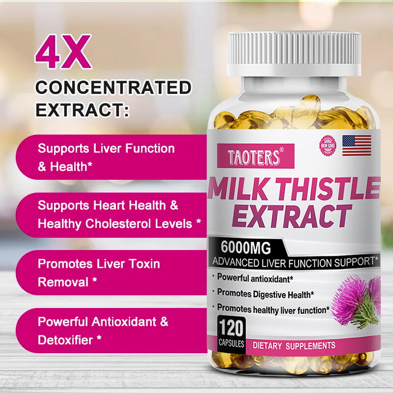 Liver Cleanse & Detox Support Supplement 6000mg Milk Thistle Extract