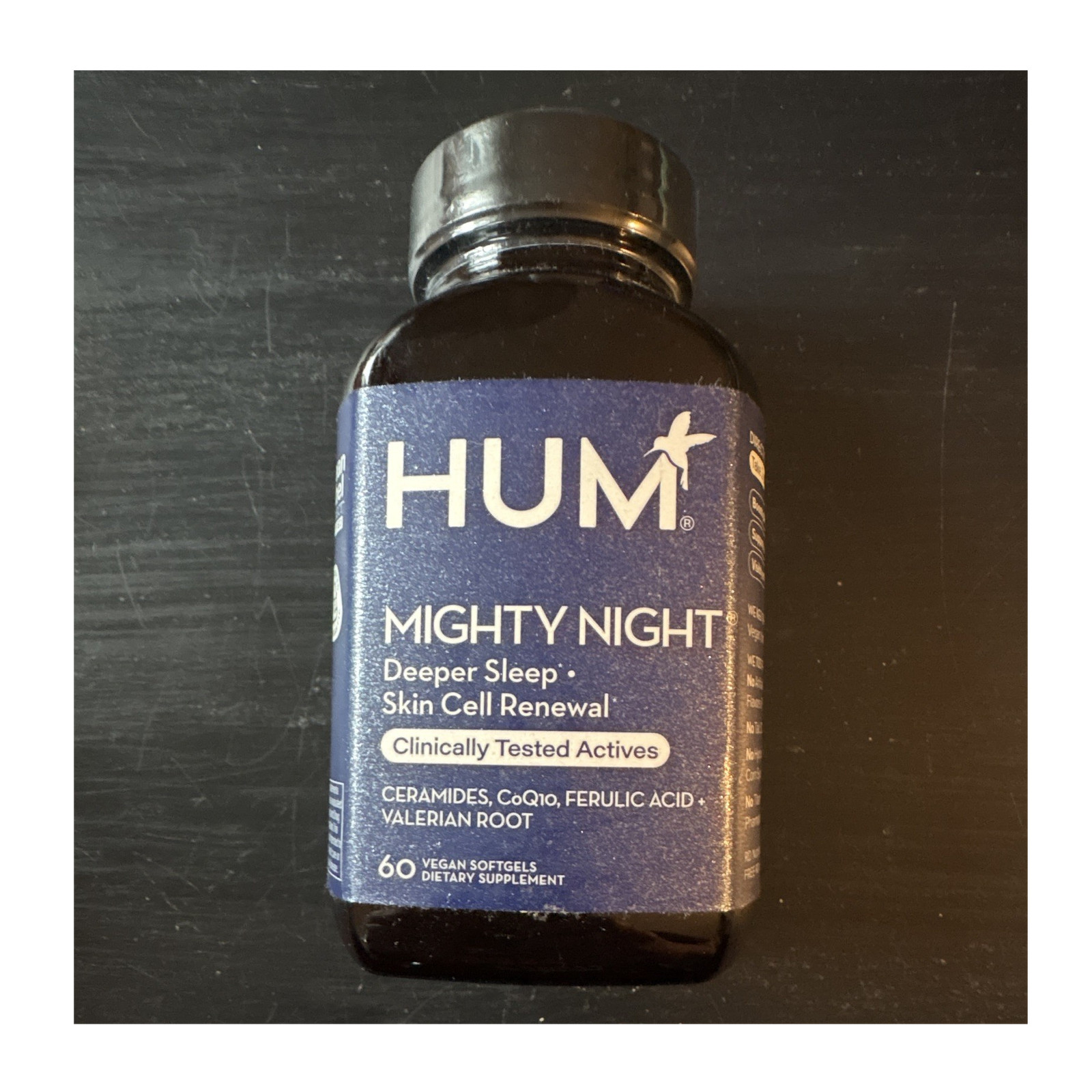 HUM Mighty Night Deeper Sleep Skin Cell Renewal 60 Vegan Softgels Sleep Aid