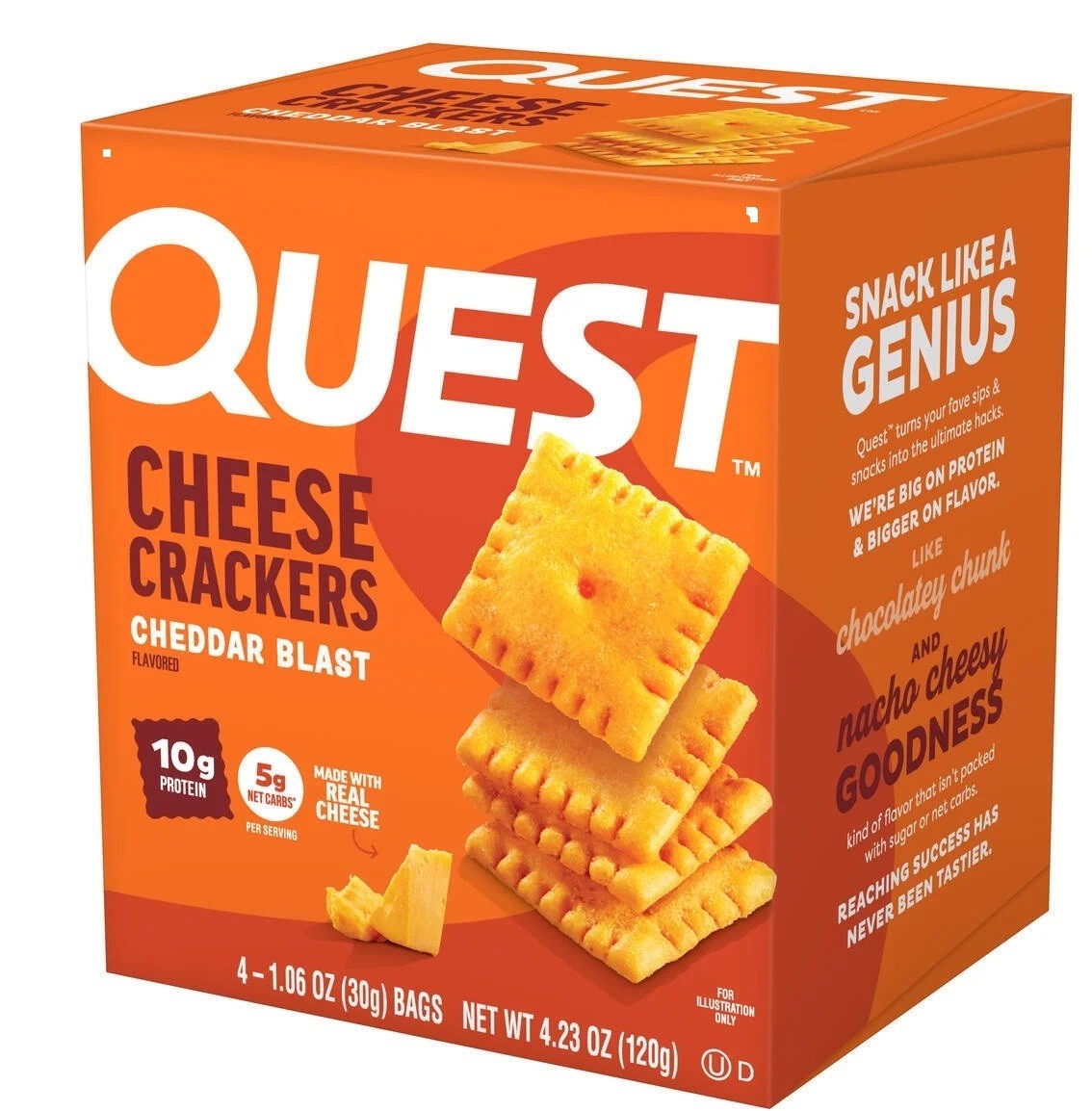 Quest Cheddar Crackers – 10g Protein, Made with Real Cheese, Pack of 4