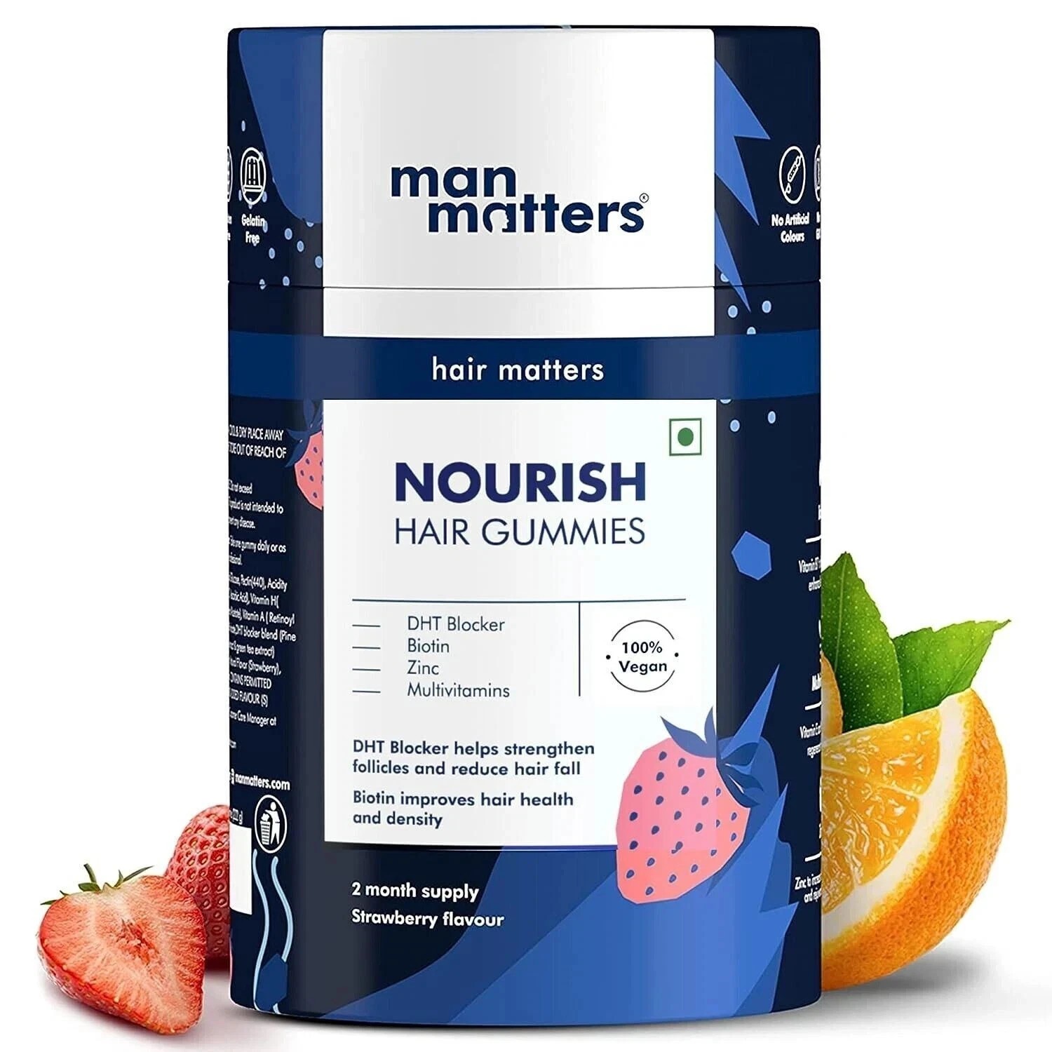Man Matters Biotin Hair (60 Gummies) with DHT Blocker Keeps Hair Healthy,Strong