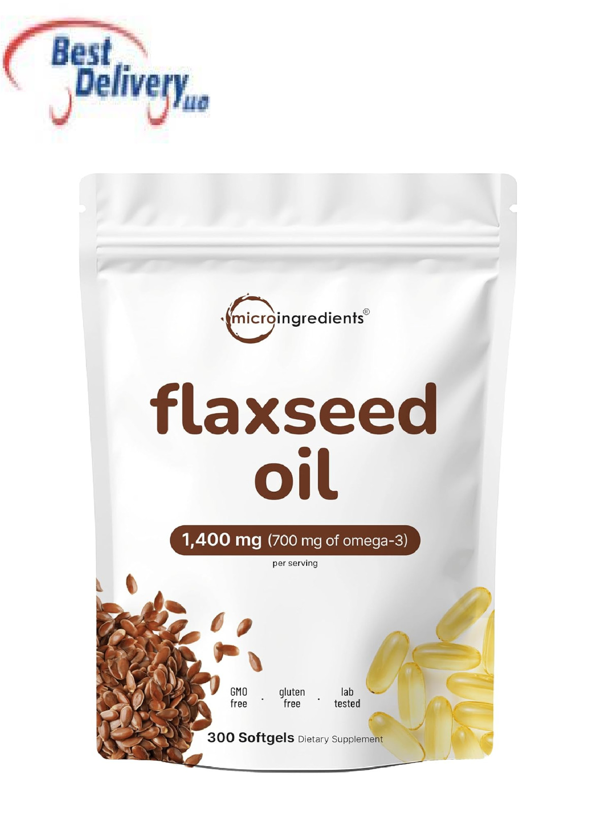 Flaxseed Oil 1,400mg, 300 Liquid Softgels | Flaxseed Oil Supplement with Omega 3