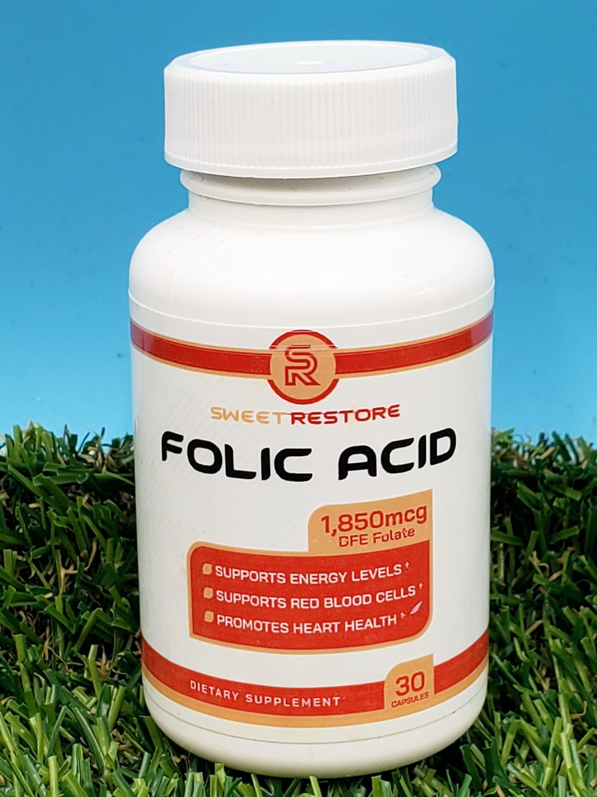 Sweet Restore Folic Acid 1,850mcg DFE Folate 30 Capsules