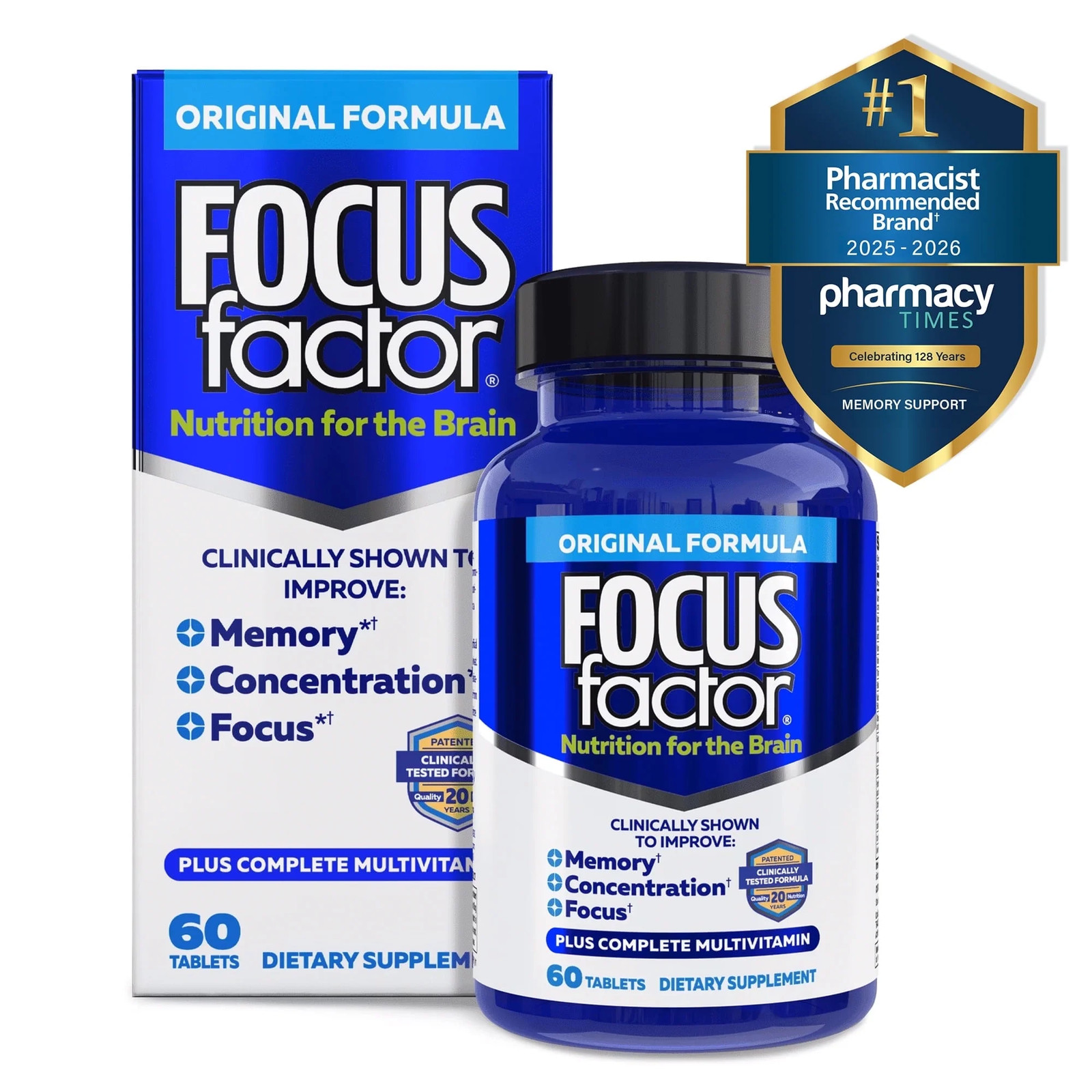 Original (60 Count) – Brain Health Supplement with Vitamins B6, B12, D, Bacopa M